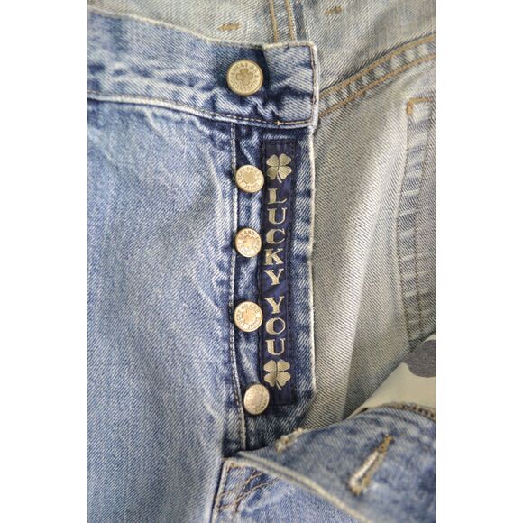 Lucky Brand Dungaree Men's 38 Medium Wash Straight Baggy Fit Button Fly Jeans - Picture 8 of 15